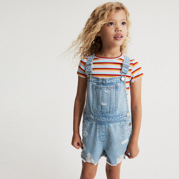 Light Blue Denim Short Dungaree (3-12yrs)