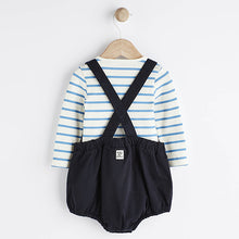 Load image into Gallery viewer, Navy Blue Dungarees And Bodysuit Baby Set (0mths-12-18mt)
