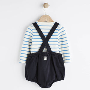 Navy Blue Dungarees And Bodysuit Baby Set (0mths-12-18mt)