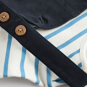 Navy Blue Dungarees And Bodysuit Baby Set (0mths-12-18mt)