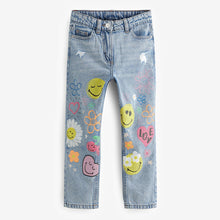 Load image into Gallery viewer, Mid Blue Denim Mom 100% Cotton Smiley World Jeans (3-12yrs)
