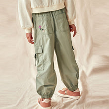 Load image into Gallery viewer, Khaki Green Embellished Parachute Cargo Trousers (3-12yrs)
