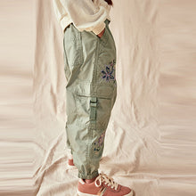 Load image into Gallery viewer, Khaki Green Embellished Parachute Cargo Trousers (3-12yrs)
