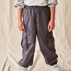 Charcoal Grey 100% Cotton Parachute Cargo Trousers (3-12yrs)