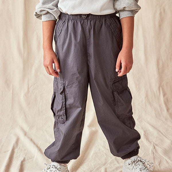 Charcoal Grey 100% Cotton Parachute Cargo Trousers (3-12yrs)