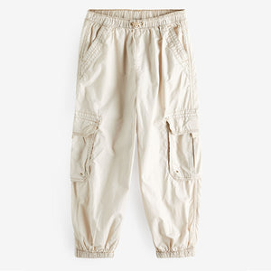 Stone 100% Cotton Parachute Cargo Trousers (3-12yrs)