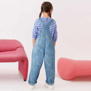 Mid Blue Denim Heart Dungaree (3-12yrs)