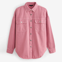 Load image into Gallery viewer, Pink Oversized Denim Shirt
