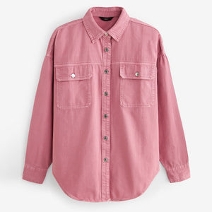 Pink Oversized Denim Shirt