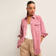 Load image into Gallery viewer, Pink Oversized Denim Shirt
