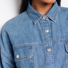 Load image into Gallery viewer, Mid Blue Oversized Denim Shirt
