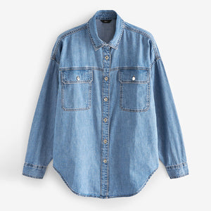 Mid Blue Oversized Denim Shirt