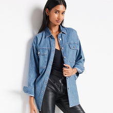 Load image into Gallery viewer, Mid Blue Oversized Denim Shirt
