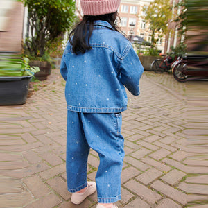 Mid Blue Denim 100% Cotton Shirt And Trousers Set (3mths-5-6yrs)