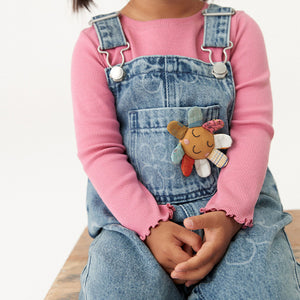 Mid Blue Denim Flower Dungarees (3mths-5-6yrs)