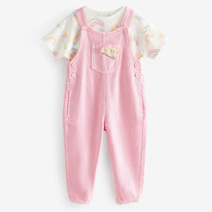 Pink Dungarees and T-Shirt Set (3mths-5-6yrs)