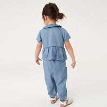 Load image into Gallery viewer, Denim Broderie Shirt and Trousers Set (3mths-4-5yrs)
