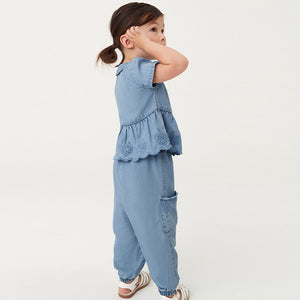 Denim Broderie Shirt and Trousers Set (3mths-4-5yrs)