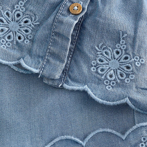 Denim Broderie Shirt and Trousers Set (3mths-4-5yrs)