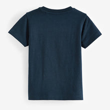 Load image into Gallery viewer, Navy/Red Appliqué Transport 100% Cotton Short Sleeve T-Shirt (3mths-5-6yrs)
