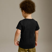 Load image into Gallery viewer, Black Appliqué Character Short Sleeve T-Shirt (3mths-5-6yrs)
