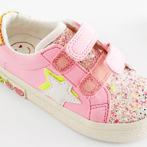 Pink Standard Fit (F) Star Touch Fasten Trainers