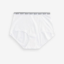 Load image into Gallery viewer, White/Light Blue Full Brief Cotton Rich Logo Knickers 4 Pack
