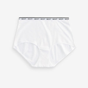 White/Light Blue Full Brief Cotton Rich Logo Knickers 4 Pack