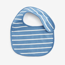 Load image into Gallery viewer, Blue/Cream Baby Bibs 3 Pack
