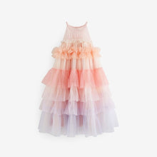 Load image into Gallery viewer, Pink/ Pastel Rainbow Tiered Mesh Party Dress (3-11yrs)
