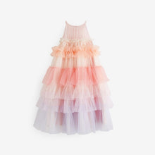Load image into Gallery viewer, Pink/ Pastel Rainbow Tiered Mesh Party Dress (3-11yrs)
