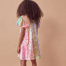 Load image into Gallery viewer, Pink/Blue/Green Rainbow Sequin Sparkle Party Dress (3-12yrs)
