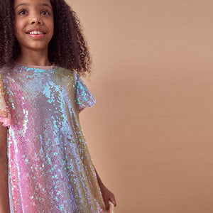 Pink/Blue/Green Rainbow Sequin Sparkle Party Dress (3-12yrs)