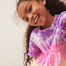 Load image into Gallery viewer, Multi Tie Dye Short Sleeve 100% Cotton Jersey Dress (3-10yrs)
