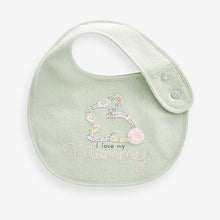 Load image into Gallery viewer, Sage Green Mum/Dad Baby Bibs 2 Pack
