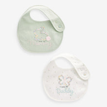 Load image into Gallery viewer, Sage Green Mum/Dad Baby Bibs 2 Pack
