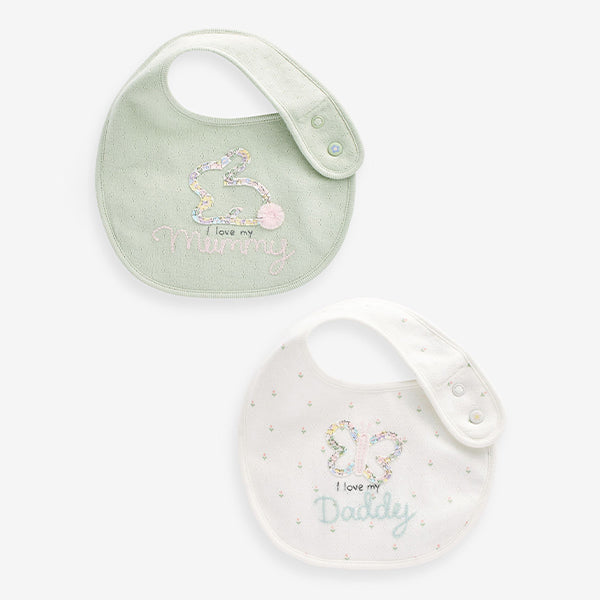 Sage Green Mum/Dad Baby Bibs 2 Pack