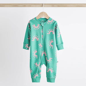 Multi Baby Footless Sleepsuit With Zip 3 Pack (0-6-9mths)