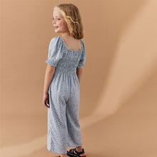 Load image into Gallery viewer, Blue Ditsy Printed Jumpsuit (3-12yrs)
