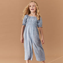 Load image into Gallery viewer, Blue Ditsy Printed Jumpsuit (3-12yrs)
