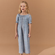 Load image into Gallery viewer, Blue Ditsy Printed Jumpsuit (3-12yrs)
