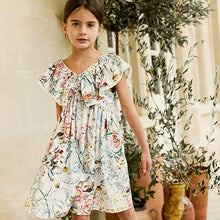 Load image into Gallery viewer, Pink Floral Printed Ruffle Dress
