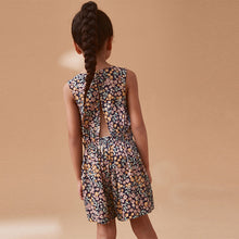 Load image into Gallery viewer, Black Floral Cut-Out Detail Playsuit (3-12yrs)
