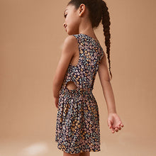 Load image into Gallery viewer, Black Floral Cut-Out Detail Playsuit (3-12yrs)
