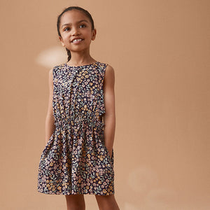 Black Floral Cut-Out Detail Playsuit (3-12yrs)