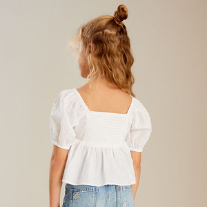 White Cut-Out Detail Blouse (3-12yrs)