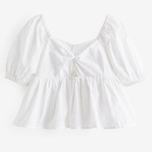 White Cut-Out Detail Blouse (3-12yrs)