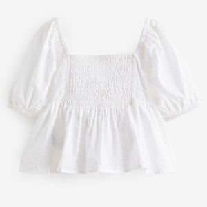 White Cut-Out Detail Blouse (3-12yrs)