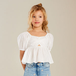 White Cut-Out Detail Blouse (3-12yrs)