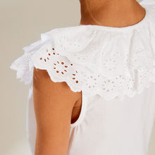 Load image into Gallery viewer, White Broderie 100% Cotton Tie-Front Blouse (3-12yrs)
